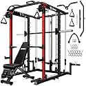 S1-V4 Smith Machine, 2000LBS Power Cage with Cable Crossover System, All-in-One Squat Rack with Smith Bar, Strength Training Equipment for Home Gym