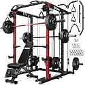 S1-V4 Smith Machine, 2000LBS Power Cage with Cable Crossover System, All-in-One Squat Rack with Smith Bar, Strength Training Equipment for Home Gym