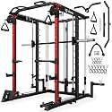 S1-V4 Smith Machine, 2000LBS Power Cage with Cable Crossover System, All-in-One Squat Rack with Smith Bar, Strength Training Equipment for Home Gym
