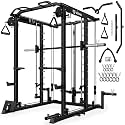S1-V4 Smith Machine, 2000LBS Power Cage with Cable Crossover System, All-in-One Squat Rack with Smith Bar, Strength Training Equipment for Home Gym