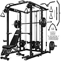 S1-V4 Smith Machine, 2000LBS Power Cage with Cable Crossover System, All-in-One Squat Rack with Smith Bar, Strength Training Equipment for Home Gym