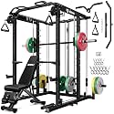 S1-V4 Smith Machine, 2000LBS Power Cage with Cable Crossover System, All-in-One Squat Rack with Smith Bar, Strength Training Equipment for Home Gym