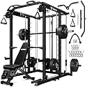 S1-V4 Smith Machine, 2000LBS Power Cage with Cable Crossover System, All-in-One Squat Rack with Smith Bar, Strength Training Equipment for Home Gym