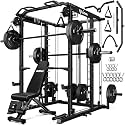S1-V4 Smith Machine, 2000LBS Power Cage with Cable Crossover System, All-in-One Squat Rack with Smith Bar, Strength Training Equipment for Home Gym
