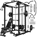 S1-V4 Smith Machine, 2000LBS Power Cage with Cable Crossover System, All-in-One Squat Rack with Smith Bar, Strength Training Equipment for Home Gym