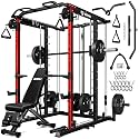 S1-V4 Smith Machine, 2000LBS Power Cage with Cable Crossover System, All-in-One Squat Rack with Smith Bar, Strength Training Equipment for Home Gym