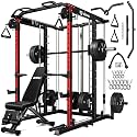 S1-V4 Smith Machine, 2000LBS Power Cage with Cable Crossover System, All-in-One Squat Rack with Smith Bar, Strength Training Equipment for Home Gym