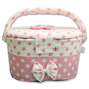 diaper caddy baby box for newborn bag organizer large capacity 443226 cm nursery storage bin car organizer for diapers amp wipes pink white with star design cotton amp plastic