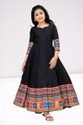 S9U Girls Maxi/Full Length Casual Dress (Black, 3/4 Sleeve)