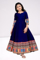 S9U Girls Maxi/Full Length Casual Dress (Dark Blue, 3/4 Sleeve)