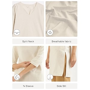 SAADAA Airy Linen Mid Thigh Length Kurta