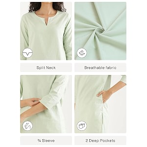SAADAA Airy Linen Mid Thigh Length Kurta