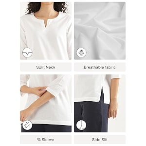 SAADAA Airy Linen Split Neck Short Kurta