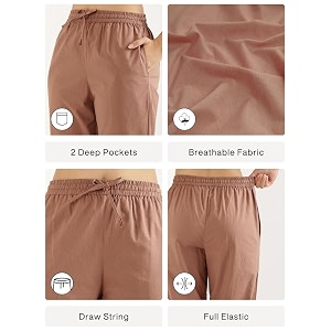 SAADAA Cotton Straight Pants for Women