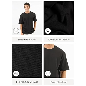 SAADAA Mens Oversized Cotton T-Shirt 210
