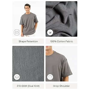 SAADAA Mens Oversized Cotton T-Shirt 210