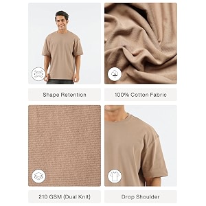 SAADAA Mens Oversized Cotton T-Shirt 210