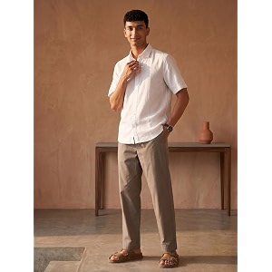 SAADAA Mens 100 Cotton Pants Mid-Rise