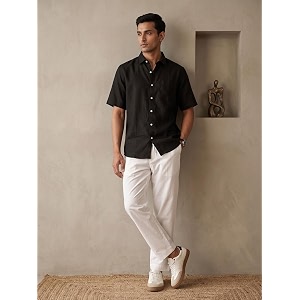 SAADAA Mens 100 Cotton Pants Mid-Rise