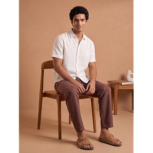 SAADAA Mens 100 Cotton Pants Mid-Rise