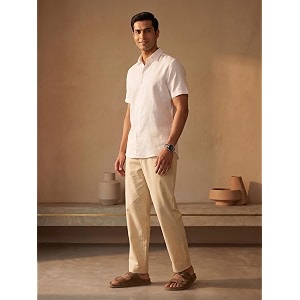 SAADAA Mens 100 Cotton Pants Mid-Rise