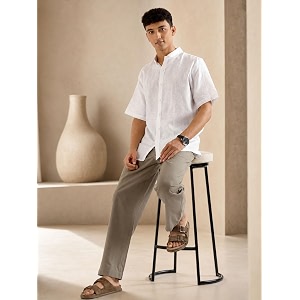 SAADAA Mens 100 Cotton Pants Mid-Rise