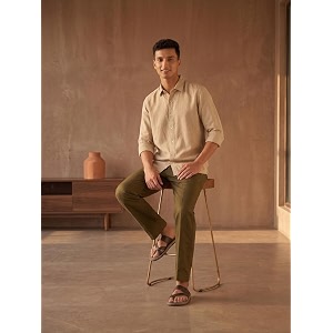 SAADAA Mens 100 Cotton Pants Mid-Rise