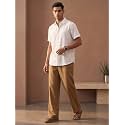 SAADAA Mens 100 Cotton Pants Mid-Rise