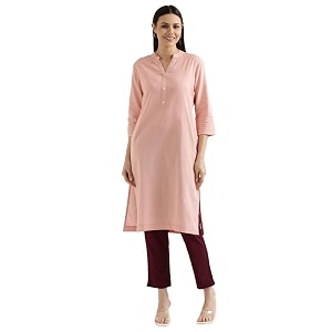 SAADAA Womens Airy Linen Long Kurta with