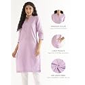 SAADAA Womens Airy Linen Long Kurta with