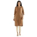 SAADAA Womens Airy Linen Long Kurta with