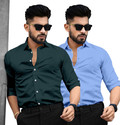 SAADIWALA Men Solid Casual Light Blue Green