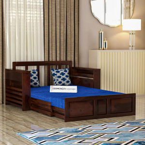 saamenia furnitures solid sheesham wood sofa cum bed without cushion for living room  bed room 2 seater double solid wood pull out sofa cum bed
