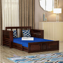 saamenia furnitures Solid Sheesham Wood Sofa Cum Bed Without Cushion For Living Room / Bed Room 2 Seater Double Solid Wood Pull Out Sofa Cum Bed