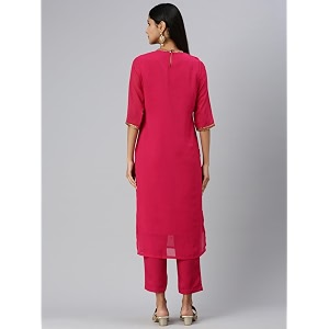 Saanjh Womens Faux Georgette Embellished Printed Straight