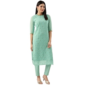Saanjh Womens Faux Georgette Embellished Printed Straight