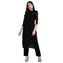Saanjh Women39s Faux Georgette Embellished Printed Straight