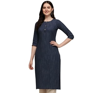 Saanjh Womens Fit Straight Cotton Blend Long