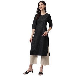 Saanjh Womens Fit Straight Cotton Blend Long