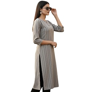 Saanjh Womens Fit Straight Cotton Blend Long