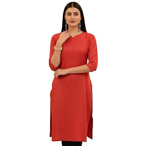 Saanjh Womens Fit Straight Cotton Blend Long