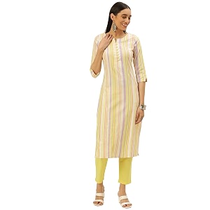 Saanjh Women Printed Regular Kurta with Trousers