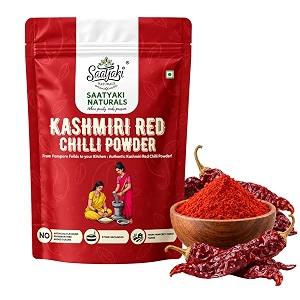 saatyaki naturals organic kashmiri red chilli powder - 800gm mild spicy kashmiri lal mirch powder pure and freshly grounded spice for cooking marination and seasoning - non-gmo gluten-free