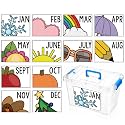 Sabary 12 Pcs Monthly Teacher Labels for Classroom Bins, 8.66"x6.69"