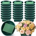 Sabary 24 Pack Large Size 6.3 Inch Floral Foam Round Bowls for Flower Arrangements Round Floral Supplies Flower Foam with Bowl Kit with Floral Foam Blocks for Table Party Wedding Festival Flower