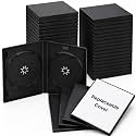 Sabary 25 Pcs 14 mm Double CD Jewel Cases with Cover Slot Standard 2 Discs Capacity Plastic Blank DVD Case Replacement for CD/DVD Protection