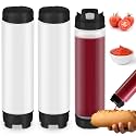 Sabary 3 Pcs 16 oz Inverted Condiment Squeeze Bottles for Sauces, Black