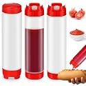 Sabary 3 Pcs 16 oz Inverted Condiment Squeeze Bottles for Sauces, Red
