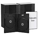 Sabary 50 Pcs 14 mm Double CD Jewel Cases with Cover Slot Standard 2 Discs Capacity Plastic Blank DVD Case Replacement for CD/DVD Protection