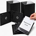Sabary Black 25 Pack 10.4mm Standard Double Cd Jewel Case Plastic Double 2 Disc Capacity with Two Disc Hubs DVD Cd Case Disks Cover for Protection Replacement